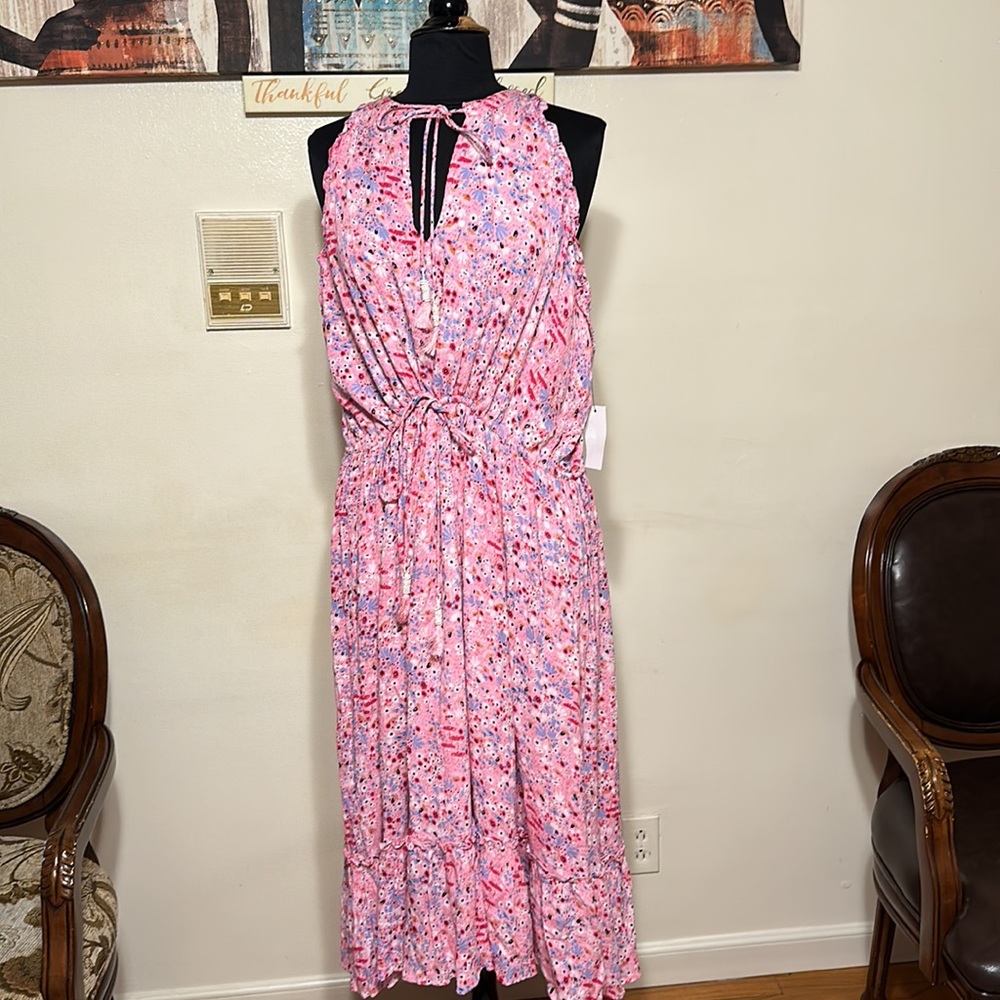 NWT BLACK TAPE GORGEOUS PINK BLUE WOMENS SIZE 2X MAXI LEGGINGS DR…